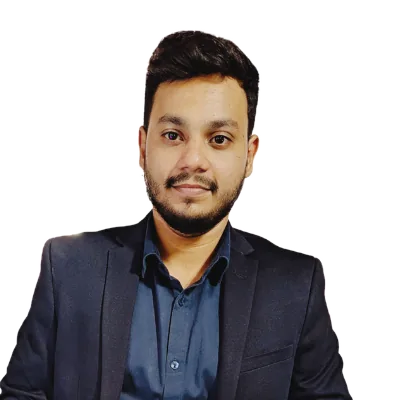Chetan Prabhu, product marketer, in a navy blazer