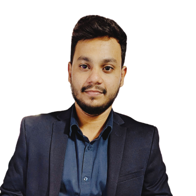 Chetan Prabhu, product marketer, in a navy blazer