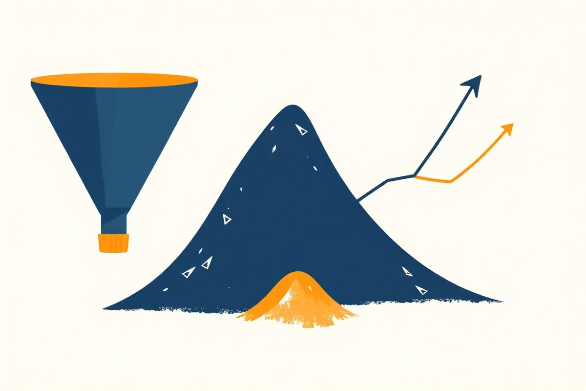 Abstract funnel and growth chart illustration representing demand generation